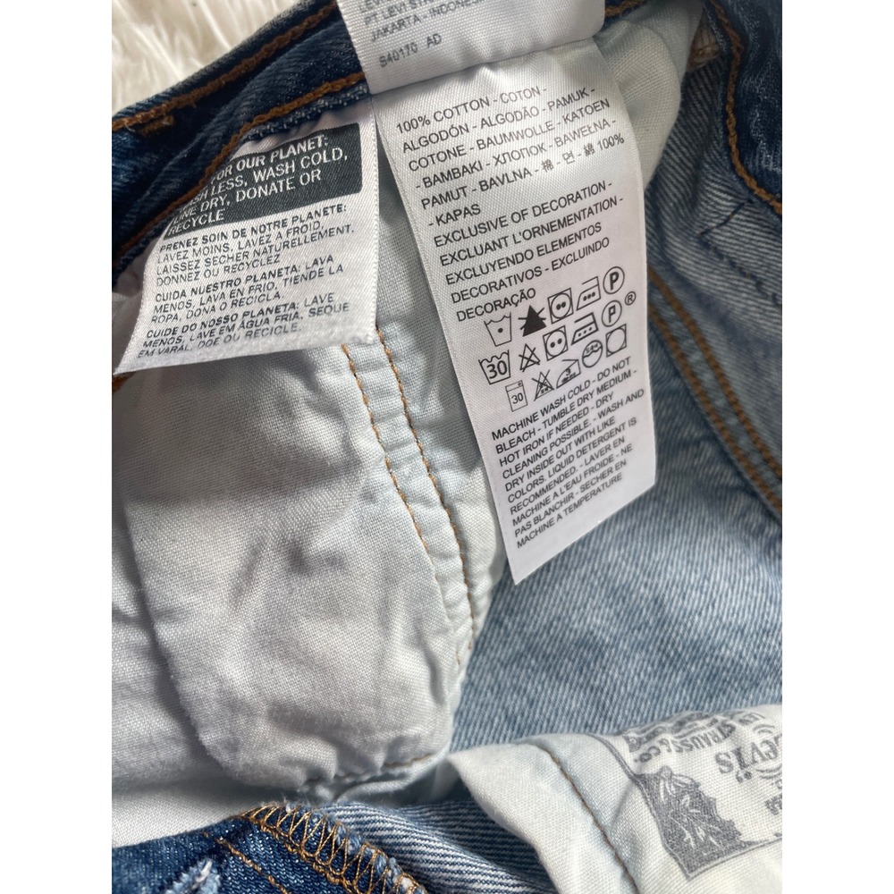 Levi's 501 Denim Shorts Distressed High Rise Cut Off Raw Hem - Picture 3 of 8